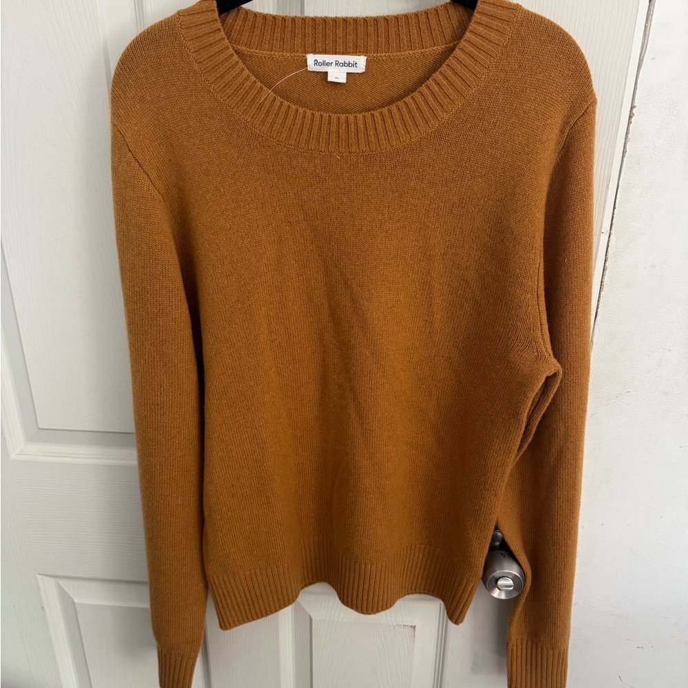 ROLLER RABBIT Women's Cashmere Blend Knit Sweater Burnt Orange Size XL
